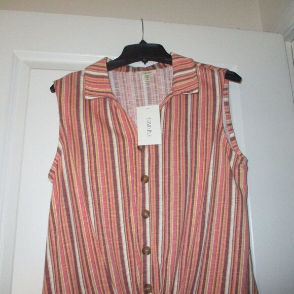 Como Blu Striped Sleeveless Top Multi Color Size Large - Picture 2 of 5